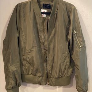 NWT - Army green with gold zipper bomber jacket